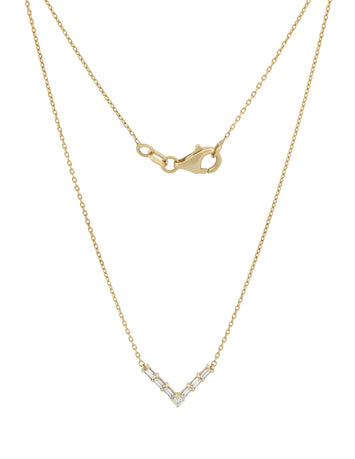 Gargantilla V Diamantes Oro Sólido 14k