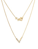 Gargantilla V Diamantes Oro Sólido 14k