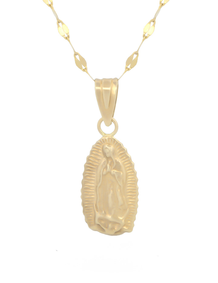 Cadena Con Dije Virgen 1.4 cm Bautizo Oro 10k Sólido