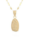 Cadena Con Dije Virgen 1.4 cm Bautizo Oro 10k Sólido
