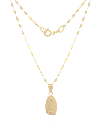Cadena Con Dije Virgen 1.4 cm Bautizo Oro 10k Sólido