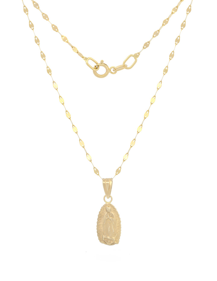 Cadena Con Dije Virgen 1.4 cm Bautizo Oro 10k Sólido