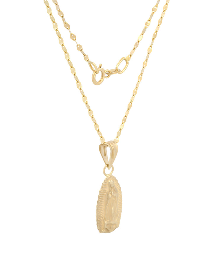 Cadena Con Dije Virgen 1.4 cm Bautizo Oro 10k Sólido
