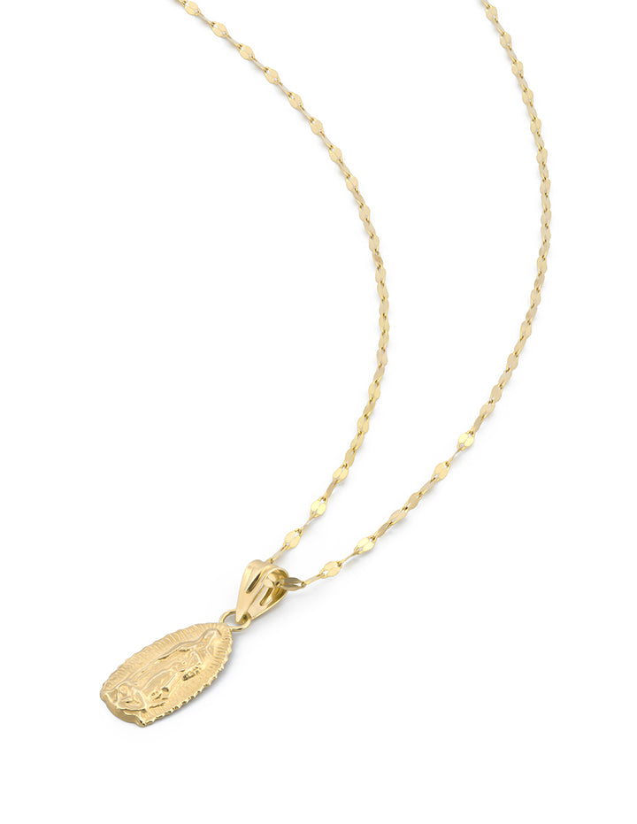 Cadena Con Dije Virgen 1.4 cm Bautizo Oro 10k Sólido