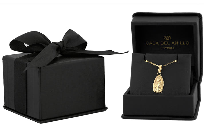 Cadena Con Dije Virgen 1.4 cm Bautizo Oro 10k Sólido