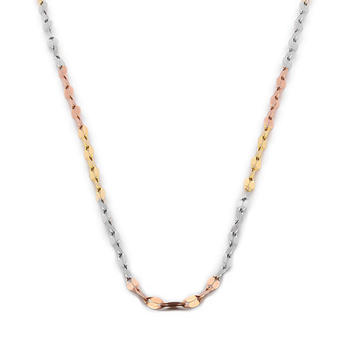 Cadena Plaquita 50 Cm 3 Oros 14k Sólido