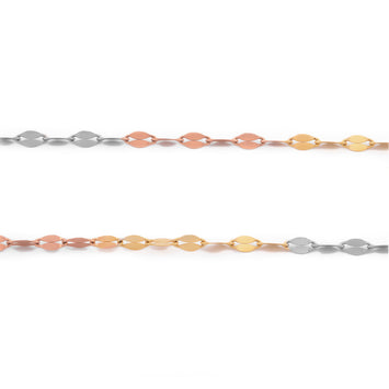 Cadena Plaquita 50 Cm 3 Oros 14k Sólido