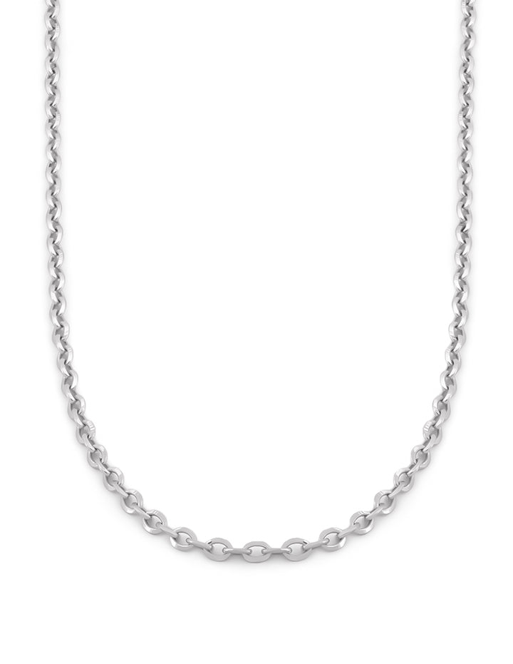 Cadena Rolo Oro Blanco Italiano Sólido 14k 45 Cm
