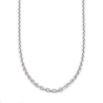 Cadena Rolo Oro Blanco Italiano Sólido 18k 50 Cm