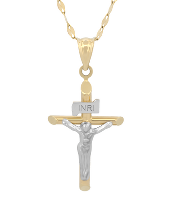 Cadena y Dije Cristo 2.1 cm Oro 14k Sólido