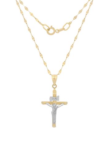 Cadena y Dije Cristo 2.1 cm Oro 14k Sólido