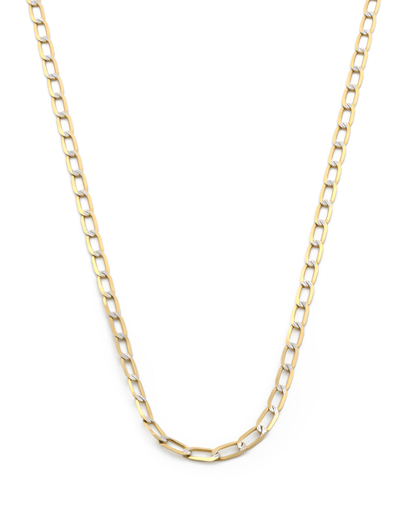 Cadena Barbada Inglesa 45 cm 1.5 mm Diamantada Oro Sólido 14K
