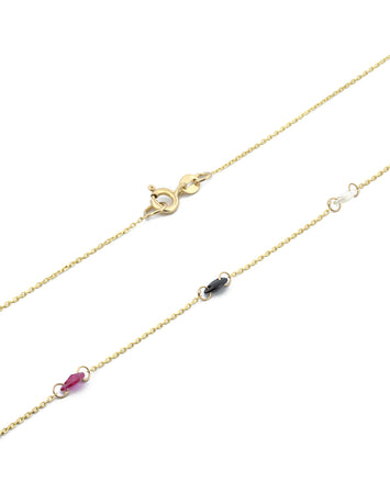 Cadena Con Zirconias Colores Oro Sólido 10k