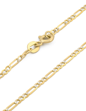Cadena Figaro Diamantada 2.5 mm 60 Cm Oro Sólido 10k
