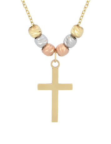 Cadena Gargantilla Cruz 1.0 cm 3 Oros 10k Sólido