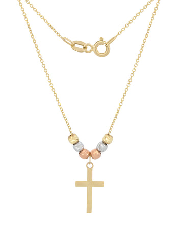 Cadena Gargantilla Cruz 1.0 cm 3 Oros 10k Sólido