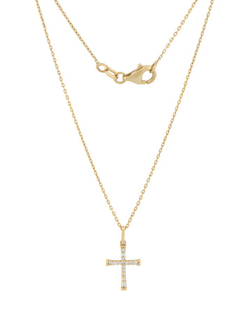 Gargantilla Cruz Diamantes Oro Sólido 14k