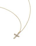 Gargantilla Cruz Diamantes Oro Sólido 14k
