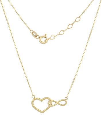 Cadena Gargantilla Dama Corazón Infinito Oro Sólido 10k