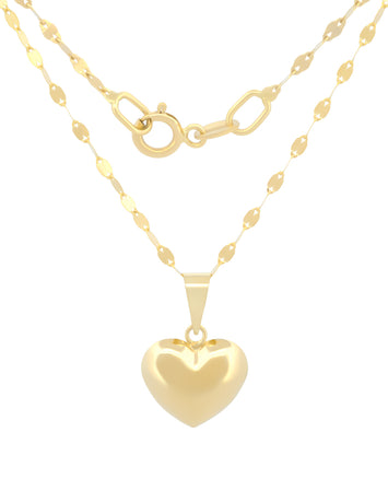 Cadena Gargantilla Dama Corazón Mediano Oro 10k Sólido