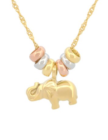 Cadena Gargantilla Dama Elefante Aros 3 Oros 10k Sólido