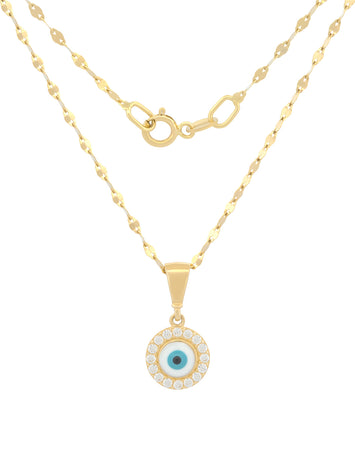 Cadena Dije Ojito 8 mm Oro Sólido 14k