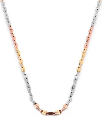 Cadena Plaquita 3 Oros 14k Sólido 40 cm