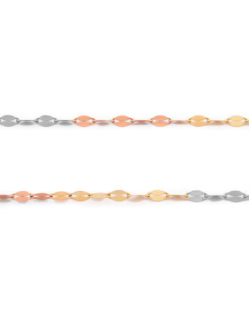 Cadena Plaquita 3 Oros 14k Sólido 40 cm