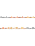 Cadena Plaquita 3 Oros 14k Sólido 40 cm