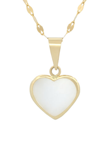 Cadena Gargantilla Dije Corazón Abulón 1 cm Oro Sólido 10k