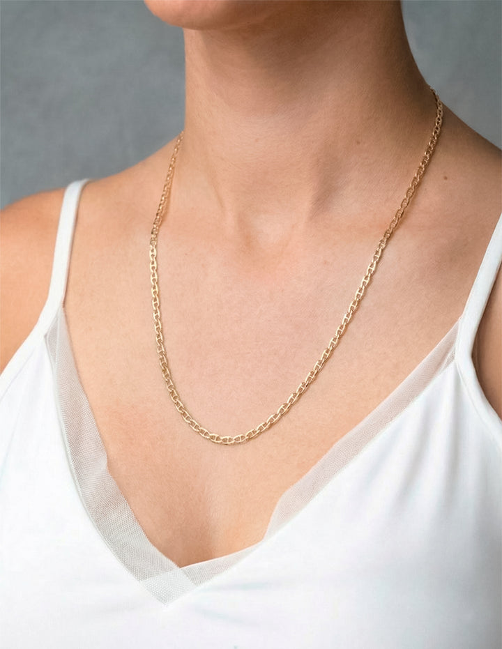 Cadena Tejido Grano 2.5 mm 40 cm Oro Amarillo Sólido 10k