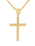 Cadena Y Dije Cruz Lisa 3.0 cm Oro Sólido 10k