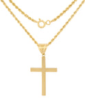 Cadena Y Dije Cruz Lisa 3.0 cm Oro Sólido 10k