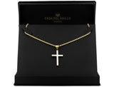 Cadena Y Dije Cruz Lisa 3.0 cm Oro Sólido 10k