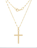 Cadena Y Dije Cruz Lisa 2.1 cm Oro Sólido 14k