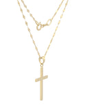 Cadena Y Dije Cruz Lisa 2.1 cm Oro Sólido 14k
