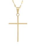 Cadena Y Dije Cruz Tubo 3.0 cm Oro Sólido 10k
