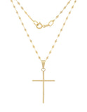 Cadena Y Dije Cruz Tubo 3.0 cm Oro Sólido 10k