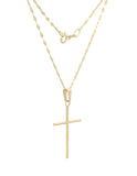 Cadena Y Dije Cruz Tubo 3.0 cm Oro Sólido 10k