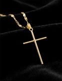 Cadena Y Dije Cruz Tubo 3.0 cm Oro Sólido 10k