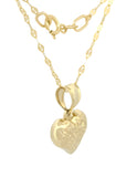 Cadena y Dije Corazón Lineas Oro Amarillo 10k