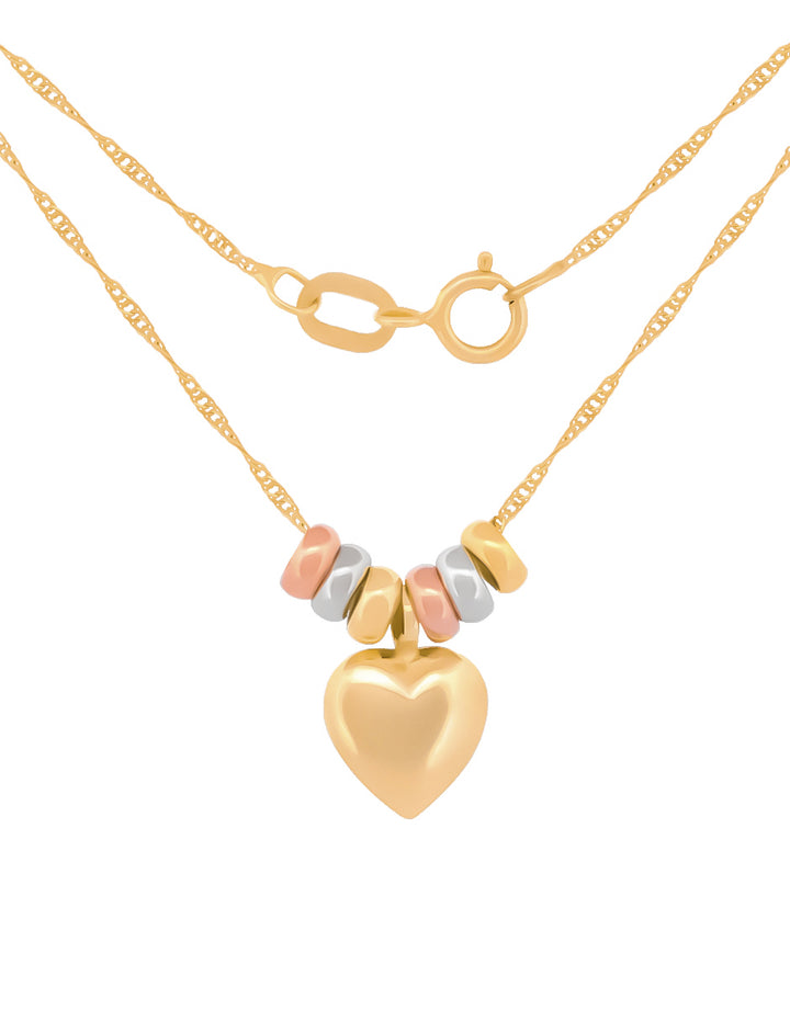 Cadena Gargantilla Dama Corazón 3 Oros 14k Solido