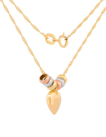 Cadena Gargantilla Dama Corazón 3 Oros 10k Solido