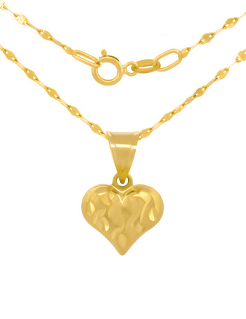 Cadena Gargantilla Corazon 2 Vistas 0.9 cm Oro Solido 14k