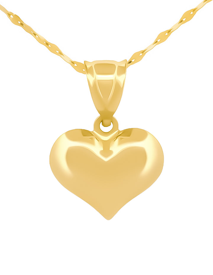 Cadena Gargantilla Corazon Mediano Liso 1.1 cm Oro Amarillo Solido 14k