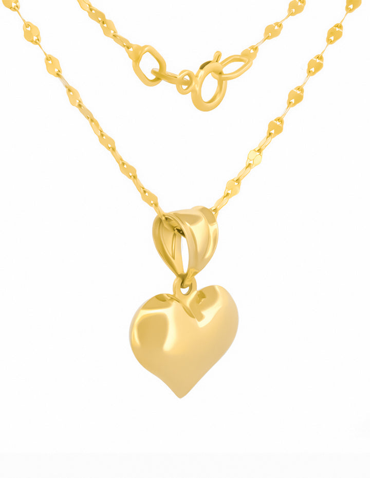 Cadena Gargantilla Corazon Mediano Liso 1.1 cm Oro Amarillo Solido 14k