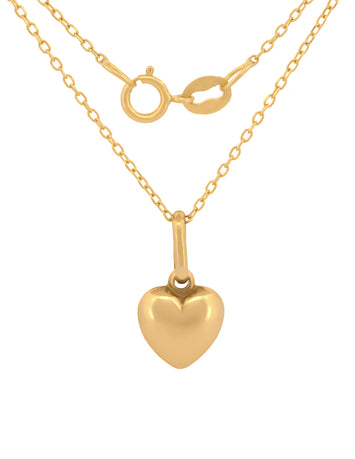 Cadena Gargantilla Corazon Liso 8 mm Oro Solido 18k
