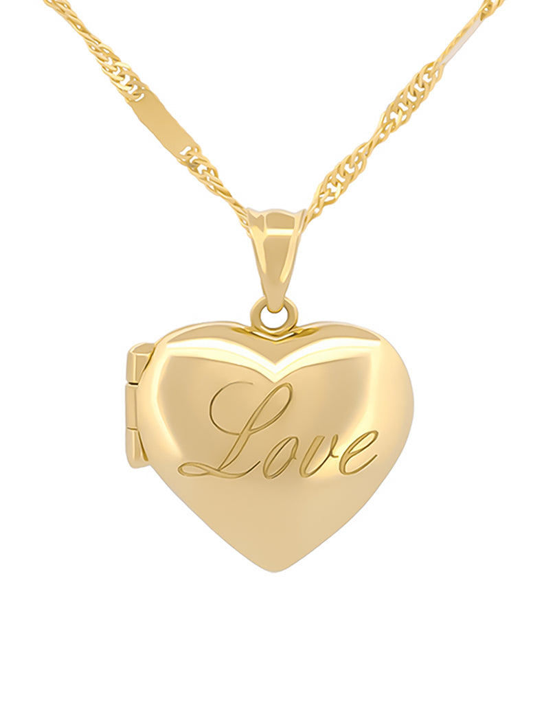Cadena Con Dije De Corazón Relicario Love Oro Sólido 14k
