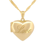 Cadena Con Dije De Corazón Relicario Love Oro Sólido 14k