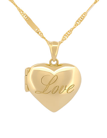 Cadena Con Dije De Corazón Relicario Love Oro Sólido 14k